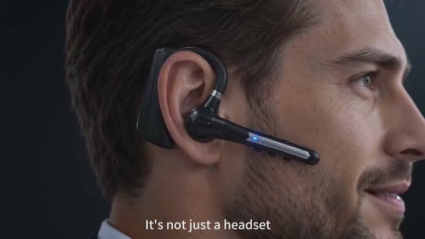 Bluetooth Headset for Work Calls & Live Streams, AI Translator Earbuds 122H Playtime, 800mAh Charging Case, Hands-Free Phone Call Translation Wireless Earpiece with Mic for Driving Trucker Office